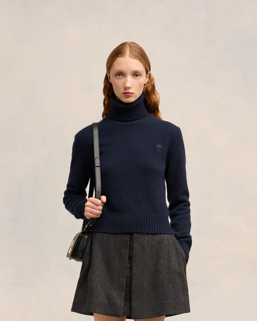 							Cashmere Ami de Coeur Turtle Neck Sweater - 3						 - Ami Paris