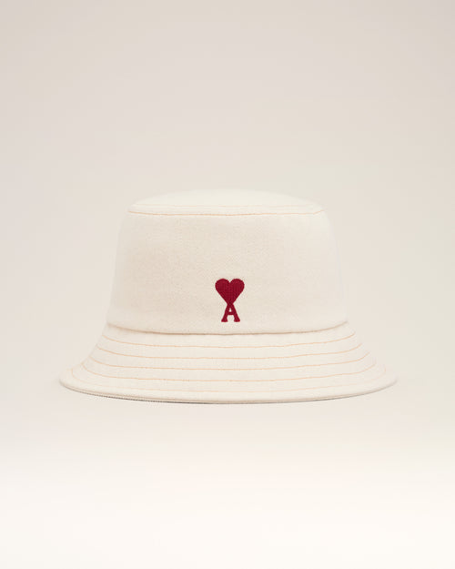 Beige Cotton Ami de Coeur Embroidery Bucket Hat - 4 - Ami Paris