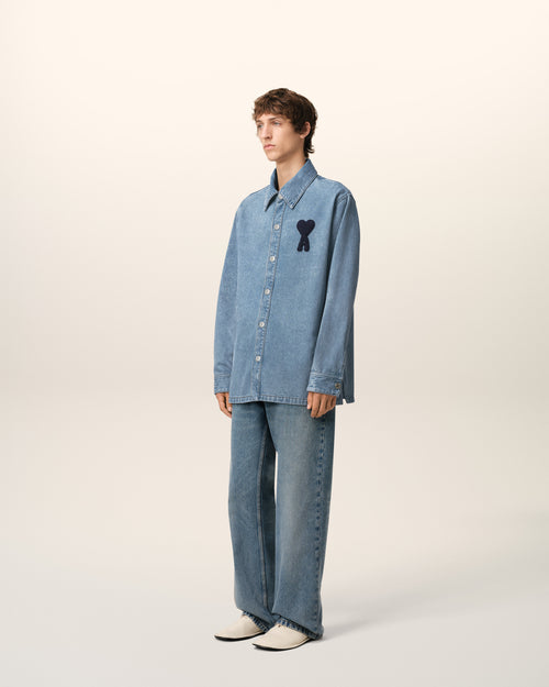 Blue Cotton Ami de Coeur Overshirt - 6 - Ami Paris