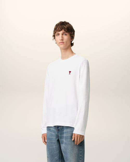 White Cotton Ami de Coeur Long Sleeves T-Shirt - 6 - Ami Paris