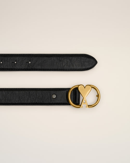 Black Leather Ami de Coeur Belt - 4 - Ami Paris