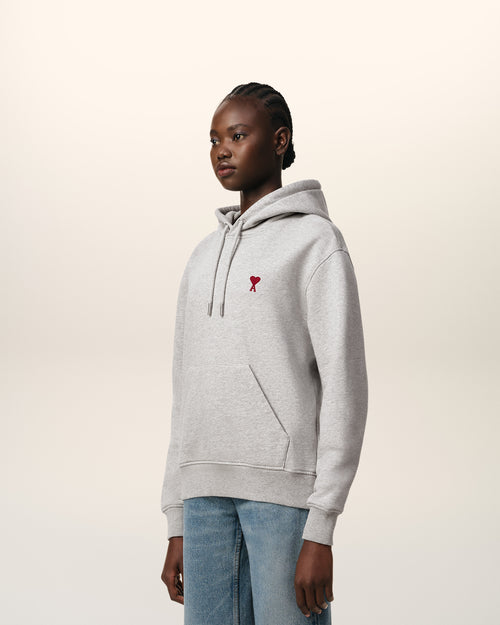 Grey Cotton Ami de Coeur Hoodie - 12 - Ami Paris