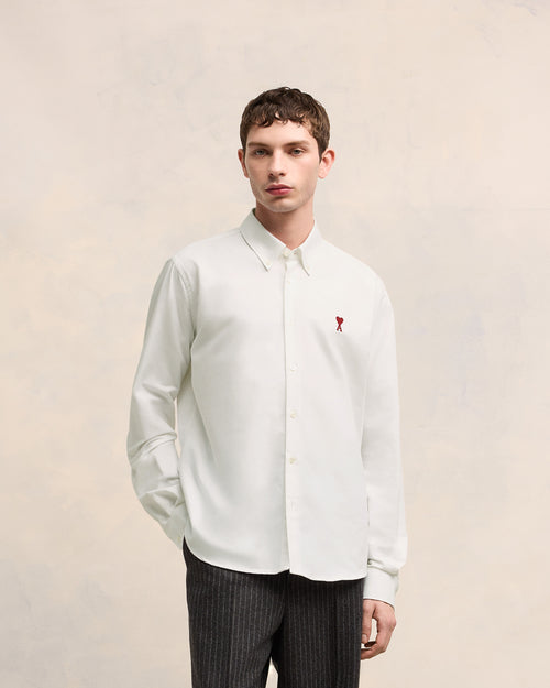 White Cotton Button-Down Ami de Coeur Shirt - 1 - Ami Paris