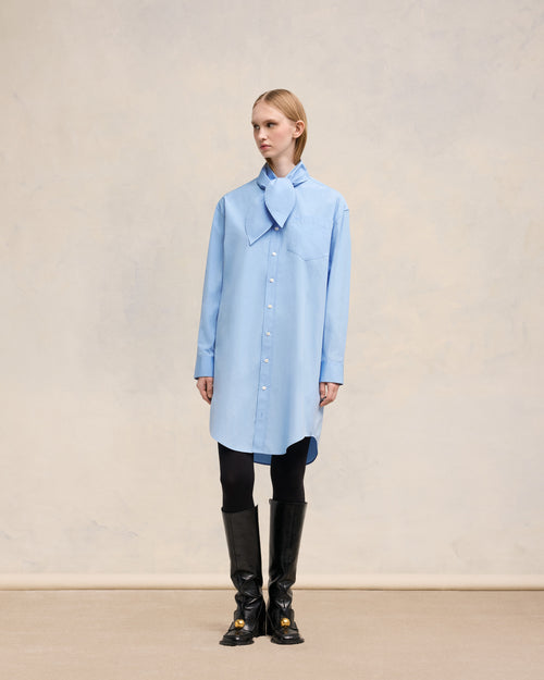 Scarf Collar Shirt Dress - 1 - Ami Paris