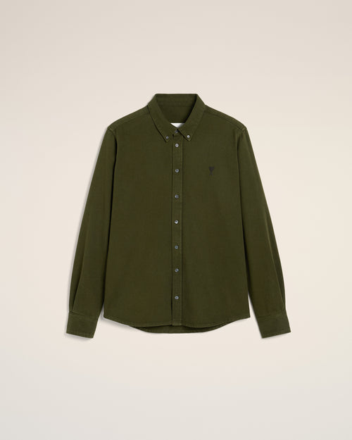 Green Cotton Button-Down Ami de Coeur Shirt - 2 - Ami Paris