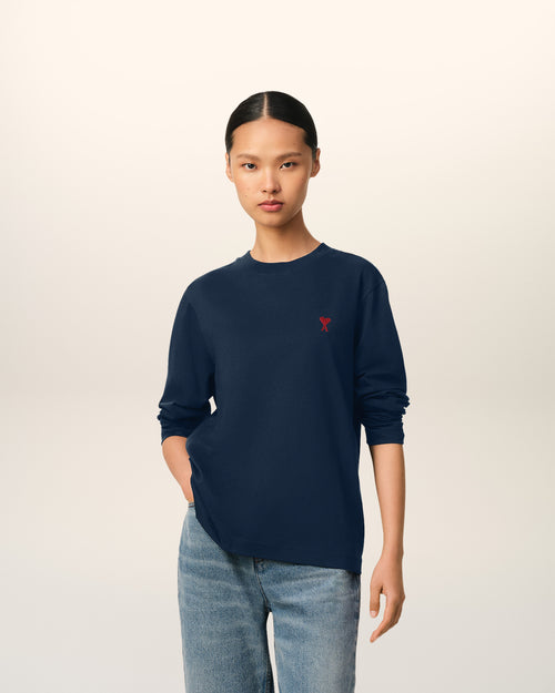 									Navy Cotton Ami de Cœur T-Shirt - 3								 - Ami Paris