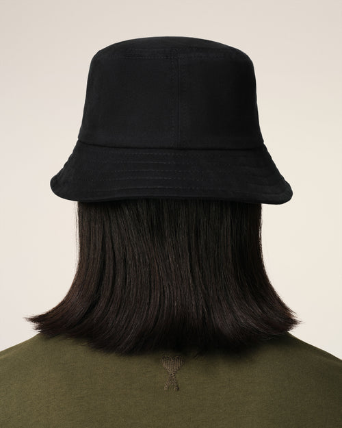 Black Cotton Ami de Coeur Embroidery Bucket Hat - 6 - Ami Paris