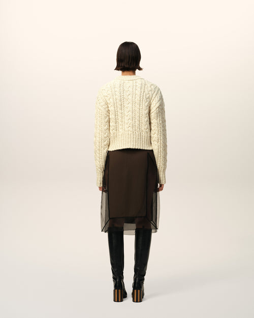 Cable Lurex Knit Short Sweater - 5 - Ami Paris