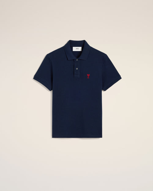 								Navy Cotton Ami de Coeur Polo Shirt - 3							 - Ami Paris