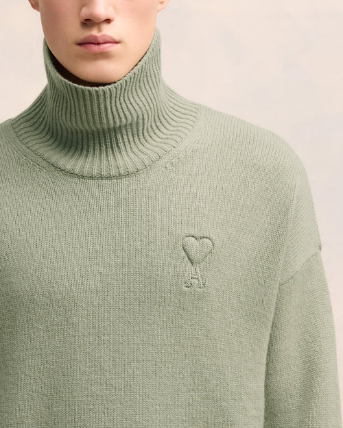 Embossed Ami de Coeur Funnel Neck Sweater - 4 - Ami Paris