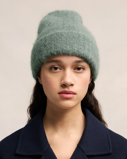 									Alpaca Mohair Ribbed Beanie - 3								 - Ami Paris