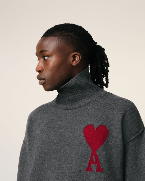 Grey Wool Ami de Coeur Sweater - 4 - Ami Paris