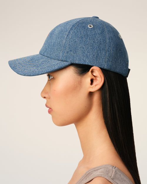 Blue Cotton Ami de Coeur Embroidery Cap - 11 - Ami Paris