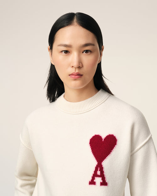 White Wool Ami de Coeur Sweater - 10 - Ami Paris