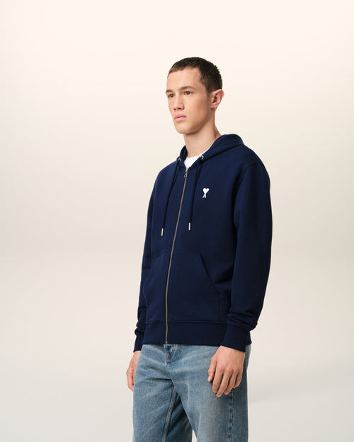 Hoodie Bleu Marine Ami de Coeur En Coton - 6 - Ami Paris