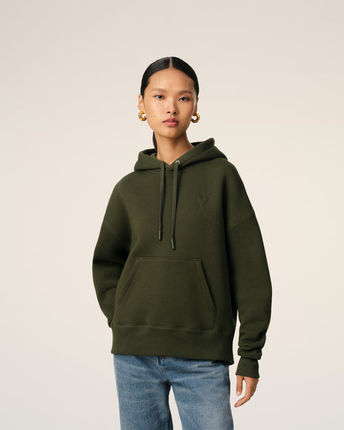 Green Cotton Ami de Coeur Hoodie - 9 - Ami Paris