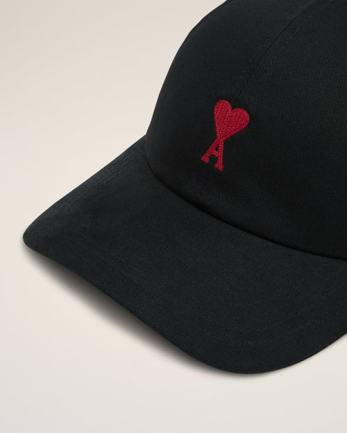 Casquette Noire Broderie Ami de Coeur En Coton - 3 - Ami Paris