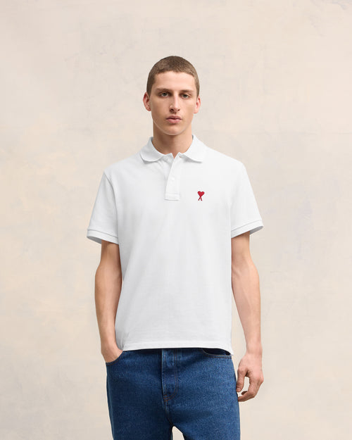 White Cotton Ami de Coeur Polo Shirt - 1 - Ami Paris