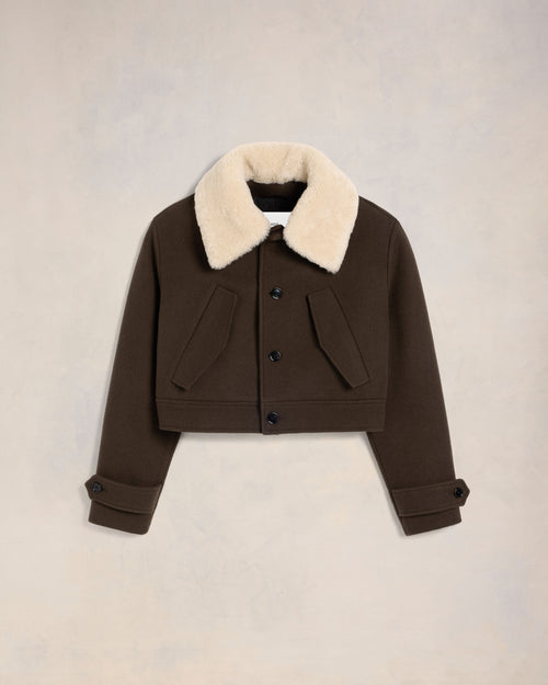 Short Shearling Collar Jacket - 4 - Ami Paris