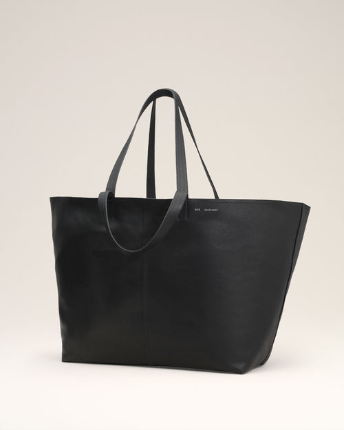 Black Leather Midi Maxi Tote Bag - 9 - Ami Paris