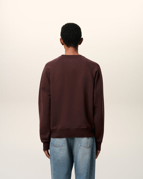 Burgundy Cotton Tonal Ami de Coeur Sweatshirt - 5 - Ami Paris