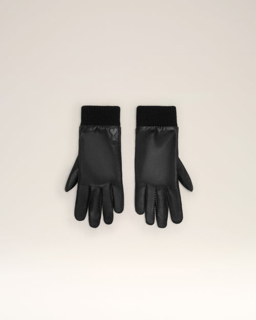 Ami de Coeur Leather Patch Gloves - 1 - Ami Paris