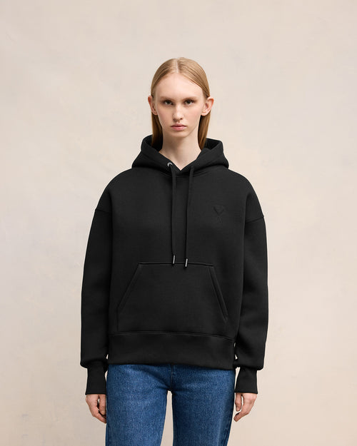 Hoodie Noir Ami de Coeur En Coton - 9 - Ami Paris