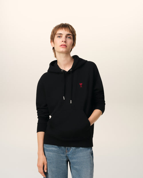 Black Cotton Ami de Coeur Hoodie - 8 - Ami Paris