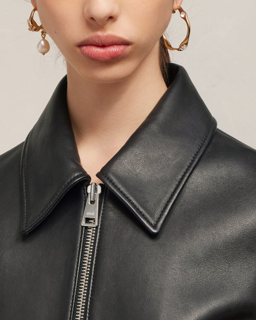 Zipped Leather Jacket - 10 - Ami Paris