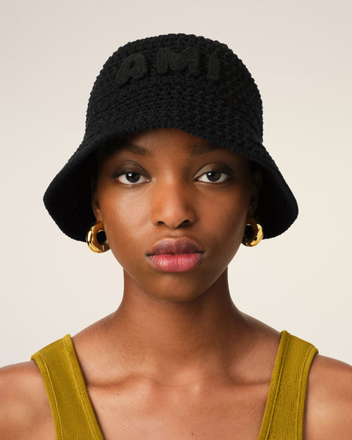 									Black Knit Ami Patch Bucket Hat - 3								 - Ami Paris