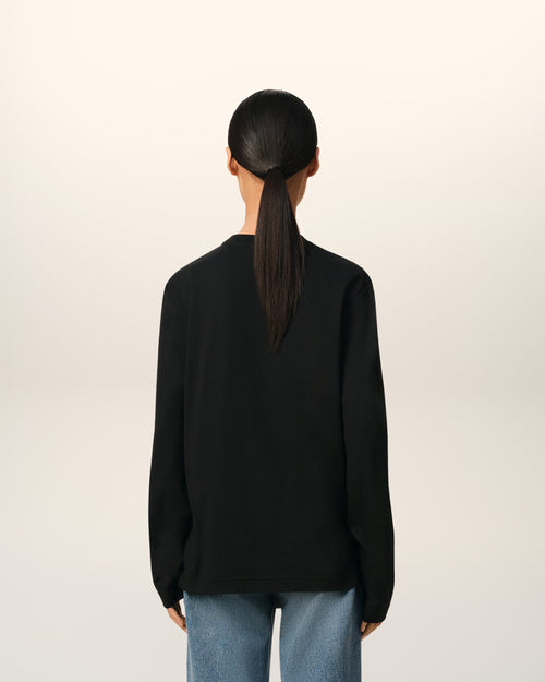 Black Cotton Ami de Coeur Long Sleeves T-Shirt - 11 - Ami Paris