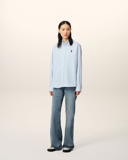 Blue Cotton Button-Down Ami de Coeur Shirt - 8 - Ami Paris