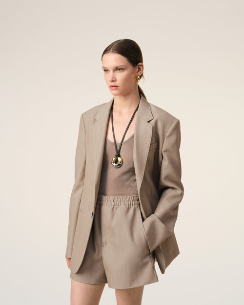 Beige Wool Back Slit Jacket - 3 - Ami Paris