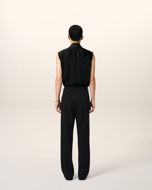 Black Wool Straight Fit Trousers - 4 - Ami Paris