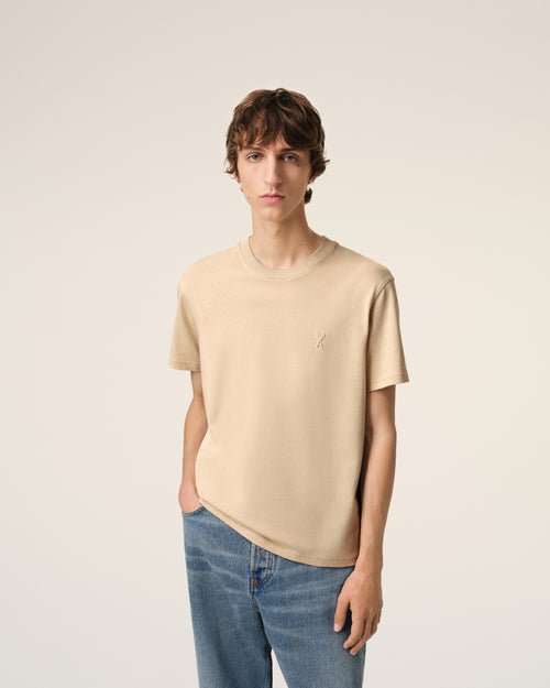 Beige Cotton Ami de Coeur T-Shirt - 3 - Ami Paris