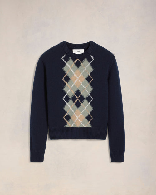 Argyle Crew Neck Sweater - 2 - Ami Paris