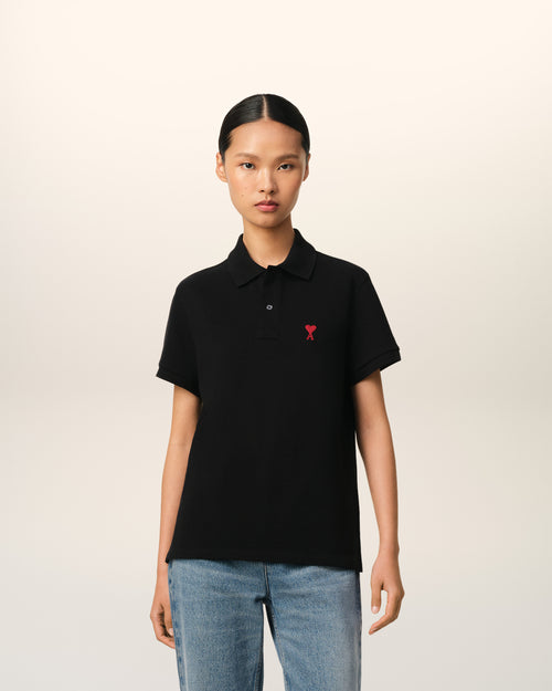 									Black Cotton Ami de Coeur Polo Shirt - 3								 - Ami Paris