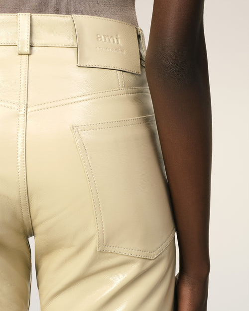 Leather Straight Fit Trousers - 5 - Ami Paris