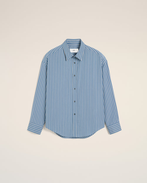 Blue Cotton Boxy Fit Shirt - 1 - Ami Paris