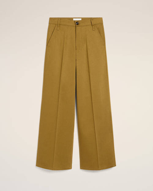 								Mustard Cotton Baggy Fit Trousers - 3							 - Ami Paris