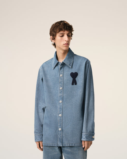 Blue Cotton Ami de Coeur Overshirt - 3 - Ami Paris