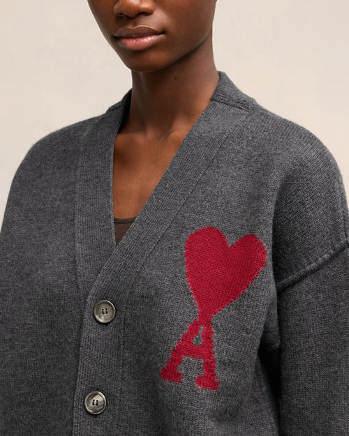 Cardigan Gris Ami de Coeur En Laine - 10 - Ami Paris