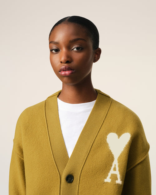 Mustard Wool Ami de Coeur Cardigan - 10 - Ami Paris