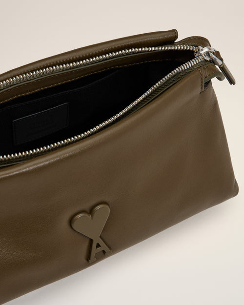 Khaki Leather Voulez-Vous Pouch - 5 - Ami Paris