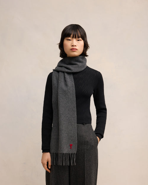 Grey Wool Ami de Coeur Scarf - 4 - Ami Paris