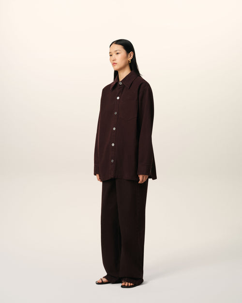 Burgundy Cotton Ami de Coeur Overshirt - 6 - Ami Paris