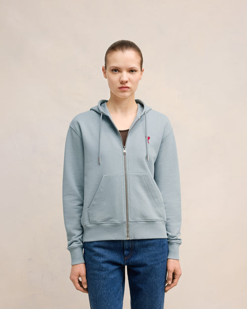 Red Zipped Ami de Coeur Hoodie - 4 - Ami Paris