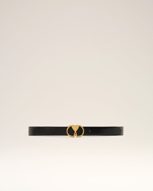 Black Leather Ami de Coeur Belt - 1 - Ami Paris