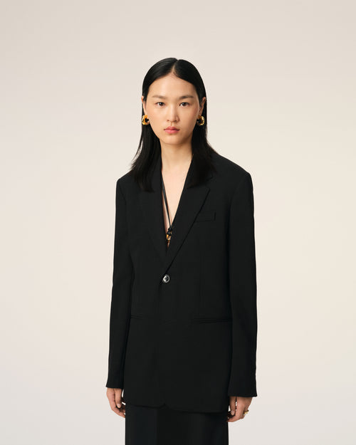 Black Wool Semi-Lined Jacket - 3 - Ami Paris