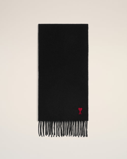 Black Wool Ami de Coeur Scarf - 1 - Ami Paris